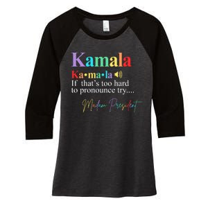 Kamala Harris Pronunciation Madam President Women's Tri-Blend 3/4-Sleeve Raglan Shirt