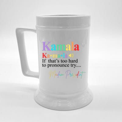 Kamala Harris Pronunciation Madam President Beer Stein