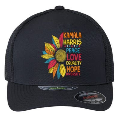 Kamala Harris Peace Love Equality Hope Diversity Flexfit Unipanel Trucker Cap
