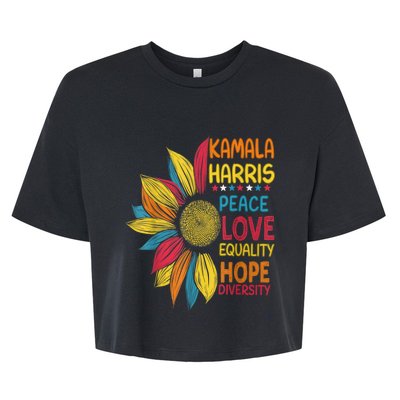 Kamala Harris Peace Love Equality Hope Diversity Bella+Canvas Jersey Crop Tee