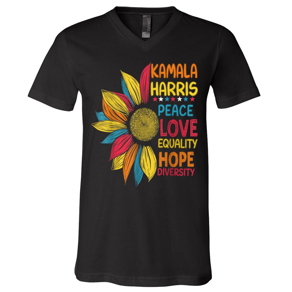 Kamala Harris Peace Love Equality Hope Diversity V-Neck T-Shirt