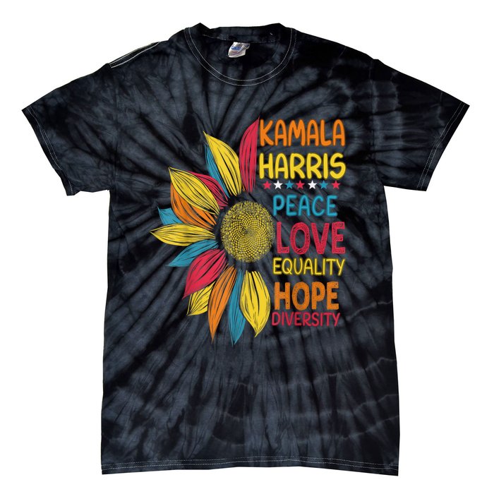 Kamala Harris Peace Love Equality Hope Diversity Tie-Dye T-Shirt