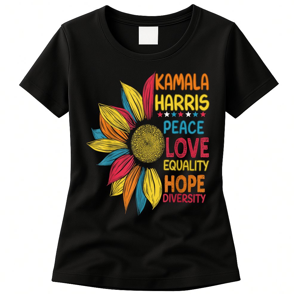 Kamala Harris Peace Love Equality Hope Diversity Womens T-Shirt
