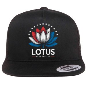 Kamala Harris President Campaign Lotus For Potus Flat Bill Trucker Hat