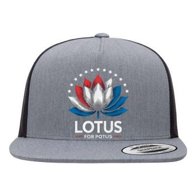 Kamala Harris President Campaign Lotus For Potus Flat Bill Trucker Hat