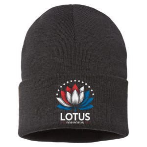 Kamala Harris President Campaign Lotus For Potus Sustainable Knit Beanie