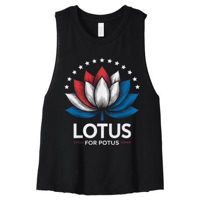 Kamala Harris President Campaign Lotus For Potus Women's Racerback Cropped Tank