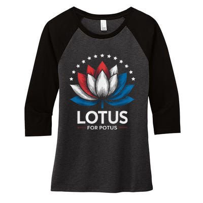 Kamala Harris President Campaign Lotus For Potus Women's Tri-Blend 3/4-Sleeve Raglan Shirt