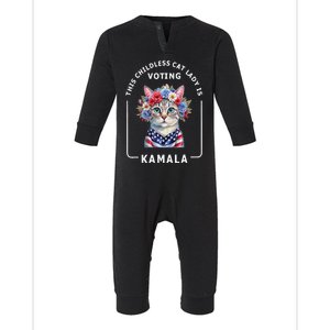 Kamala Harris Presiden 2024 Childless Cat Lady Madam Infant Fleece One Piece