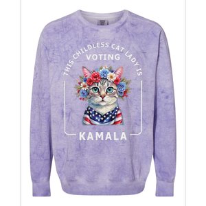 Kamala Harris Presiden 2024 Childless Cat Lady Madam Gift Colorblast Crewneck Sweatshirt