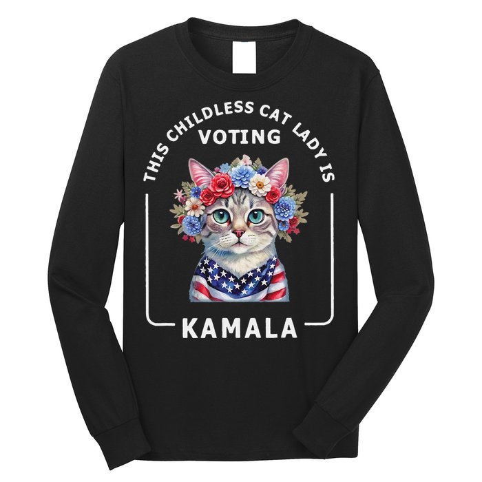 Kamala Harris Presiden 2024 Childless Cat Lady Madam Gift Long Sleeve Shirt