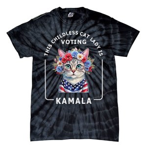 Kamala Harris Presiden 2024 Childless Cat Lady Madam Gift Tie-Dye T-Shirt