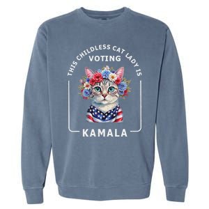 Kamala Harris Presiden 2024 Childless Cat Lady Madam Gift Garment-Dyed Sweatshirt