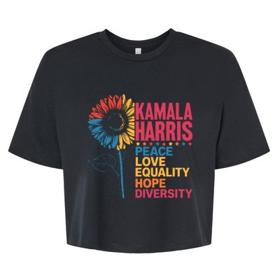 Kamala Harris Peace Love Equality Hope Diversity Bella+Canvas Jersey Crop Tee