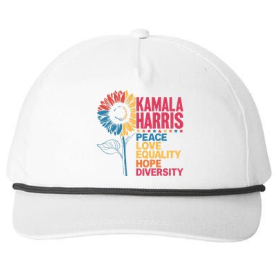 Kamala Harris Peace Love Equality Hope Diversity Snapback Five-Panel Rope Hat