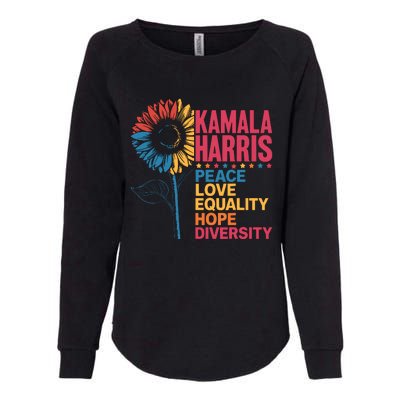 Kamala Harris Peace Love Equality Hope Diversity Womens California Wash Sweatshirt