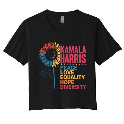 Kamala Harris Peace Love Equality Hope Diversity Women's Crop Top Tee