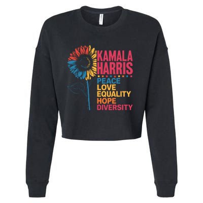 Kamala Harris Peace Love Equality Hope Diversity Cropped Pullover Crew