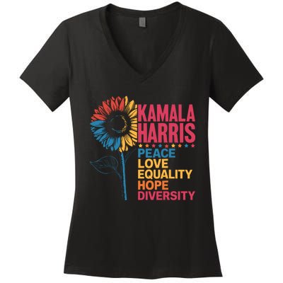 Kamala Harris Peace Love Equality Hope Diversity Women's V-Neck T-Shirt