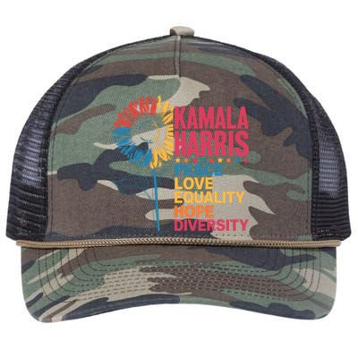 Kamala Harris Peace Love Equality Hope Diversity Retro Rope Trucker Hat Cap