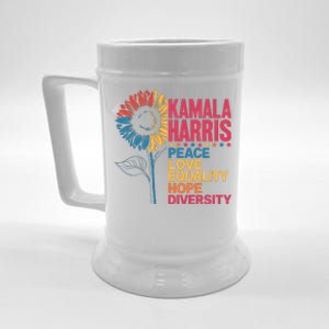 Kamala Harris Peace Love Equality Hope Diversity Beer Stein