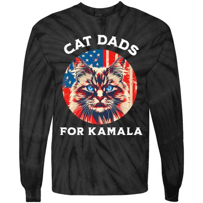 Kamala Harris President 2024 Cat Dads Cat Daddies Tie-Dye Long Sleeve Shirt