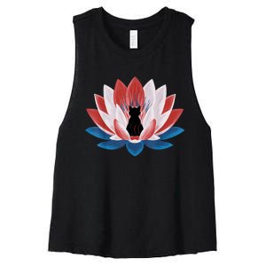 Kamala Harris President Campaign Lotus Childless Cat Lady Women's Racerback Cropped Tank