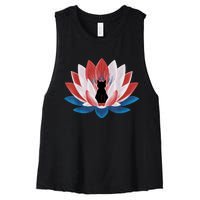 Kamala Harris President Campaign Lotus Childless Cat Lady Women's Racerback Cropped Tank