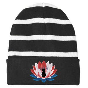 Kamala Harris President Campaign Lotus Childless Cat Lady Striped Beanie with Solid Band