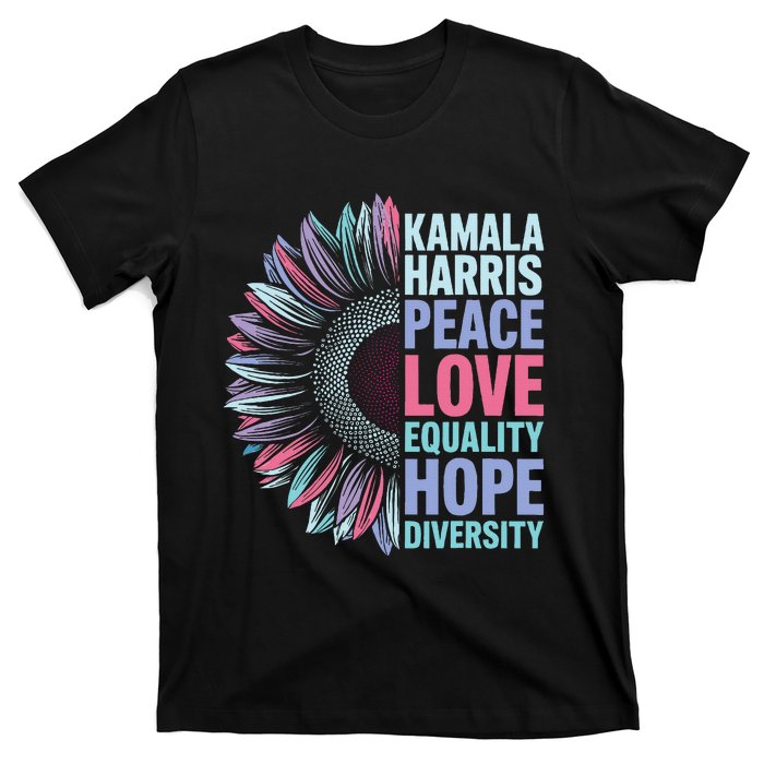 Kamala Harris Peace Love Equality Hope Diversity T-Shirt