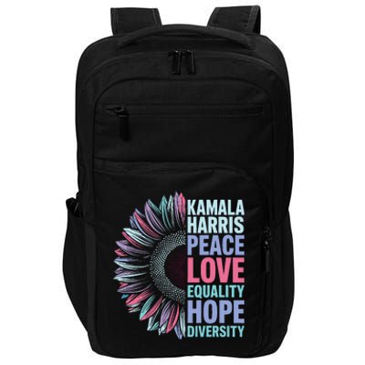 Kamala Harris Peace Love Equality Hope Diversity Impact Tech Backpack