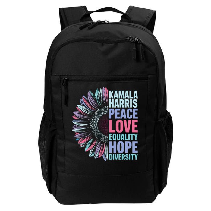 Kamala Harris Peace Love Equality Hope Diversity Daily Commute Backpack