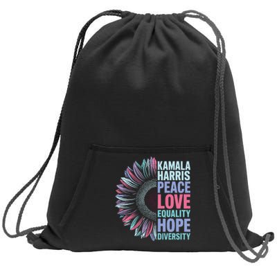 Kamala Harris Peace Love Equality Hope Diversity Sweatshirt Cinch Pack Bag