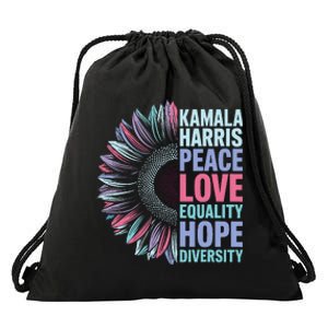 Kamala Harris Peace Love Equality Hope Diversity Drawstring Bag