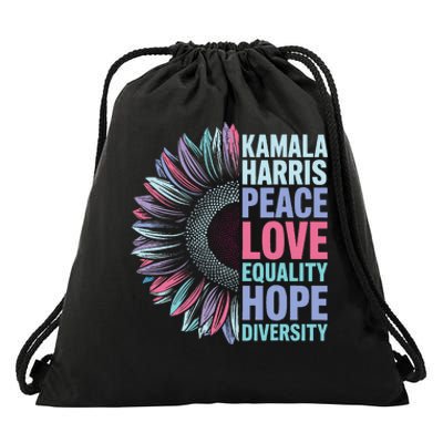 Kamala Harris Peace Love Equality Hope Diversity Drawstring Bag