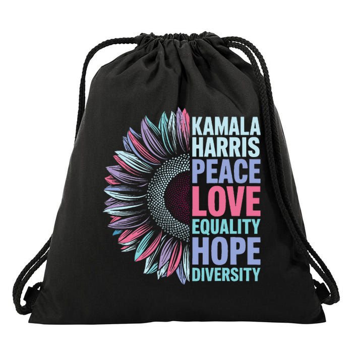 Kamala Harris Peace Love Equality Hope Diversity Drawstring Bag