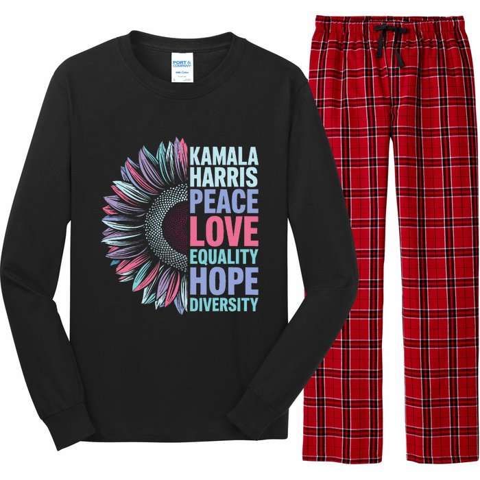 Kamala Harris Peace Love Equality Hope Diversity Long Sleeve Pajama Set