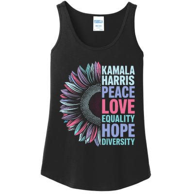 Kamala Harris Peace Love Equality Hope Diversity Ladies Essential Tank