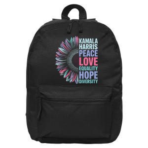 Kamala Harris Peace Love Equality Hope Diversity 16 in Basic Backpack