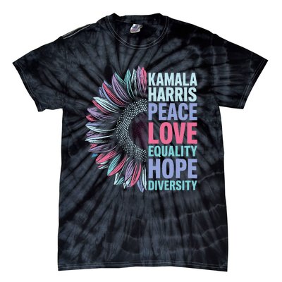 Kamala Harris Peace Love Equality Hope Diversity Tie-Dye T-Shirt