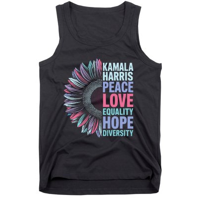 Kamala Harris Peace Love Equality Hope Diversity Tank Top