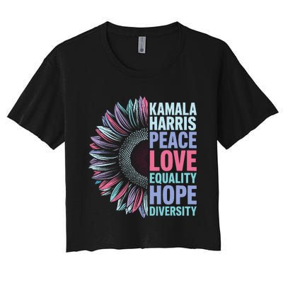 Kamala Harris Peace Love Equality Hope Diversity Women's Crop Top Tee