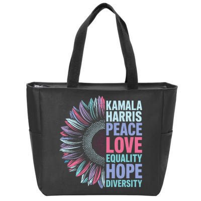 Kamala Harris Peace Love Equality Hope Diversity Zip Tote Bag