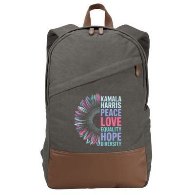 Kamala Harris Peace Love Equality Hope Diversity Cotton Canvas Backpack