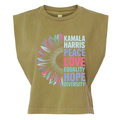 Kamala Harris Peace Love Equality Hope Diversity Garment-Dyed Women's Muscle Tee