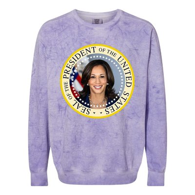 Kamala Harris Presidential Seal Portrait Colorblast Crewneck Sweatshirt