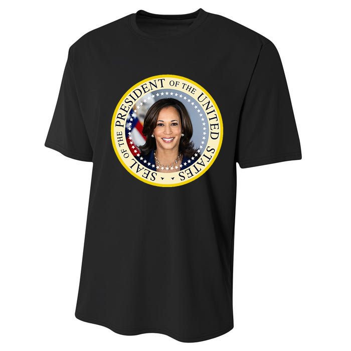 Kamala Harris Presidential Seal Portrait Performance Sprint T-Shirt