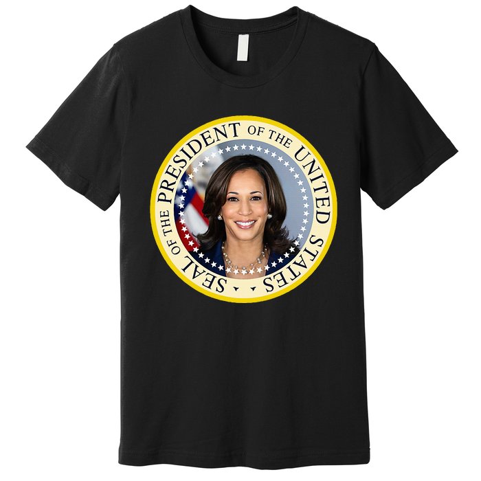 Kamala Harris Presidential Seal Portrait Premium T-Shirt