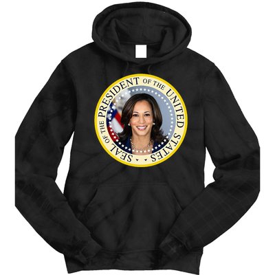 Kamala Harris Presidential Seal Portrait Tie Dye Hoodie