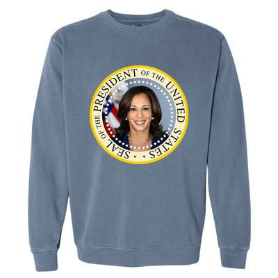 Kamala Harris Presidential Seal Portrait Garment-Dyed Sweatshirt